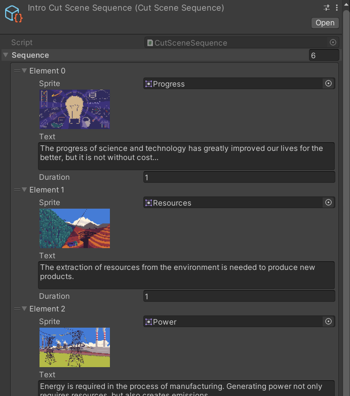 A CutSceneSequence Scriptable Object