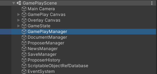 GamePlayManager in the scene hierarchy